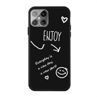 Smile Pattern Printing Matt TPU-bakdeksel til iPhone 12 Pro / iPhone 12 - Svart