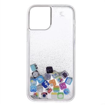 Stilig APP-ikon + glitterpulverpaljetter Quick- Sandlignende TPU-bakskall for iPhone 12/12 Pro