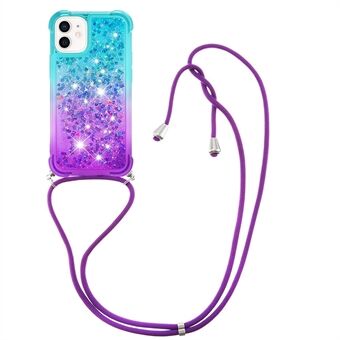 Gradient Quicksand Series Lanyard Design Flytende flytende TPU myk Scratch beskyttelsesdeksel Shell for iPhone 12 6.1 tommer