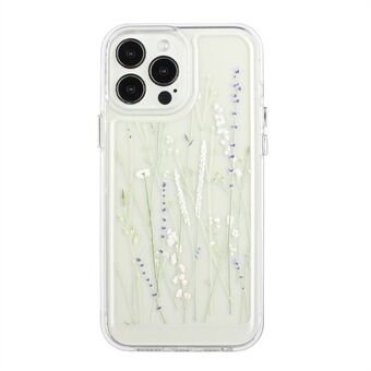 Flower Series for iPhone 12/12 Pro 6.1 inch 2mm Thickened Stylish Flower Pattern Printed Case Acrylic+TPU Electroplated Metal Buttons Cover