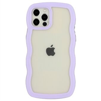 For iPhone 12/12 Pro 6,1 tommers bølgekantfargeramme Gjennomsiktig bakdeksel Edge PC + TPU-telefondeksel