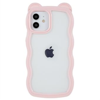 For iPhone 12/12 Pro 6,1 tommers anti-fingeravtrykk Avtagbart 2-i-1 telefondeksel Bear Ear Decor PC+TPU telefondeksel