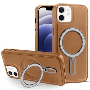 For iPhone 12/12 Pro 6,1 tommers telefondeksel Kickstand Design PU-skinnbelagt PC+TPU magnetisk deksel