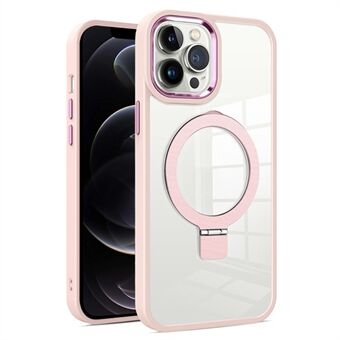 For iPhone 12/12 Pro 6,1 tommer PC+TPU Klart telefondeksel Magnetisk støttebeskyttende deksel