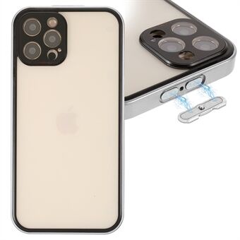 Gjennomsiktig front herdet glass + hardt akryl bakpanel med full deksel Hybrid-deksel Magnetisk absorpsjonstelefonveske for iPhone 12 Pro 6,1 tommer