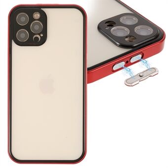 Gjennomsiktig front herdet glass + hardt akryl bakpanel med full deksel Hybrid-deksel Magnetisk absorpsjonstelefonveske for iPhone 12 Pro 6,1 tommer