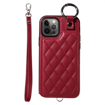 Kortveske 009 for iPhone 12 / 12 Pro Etui Rhombus Lær + TPU Anti-Fall Telefondeksel