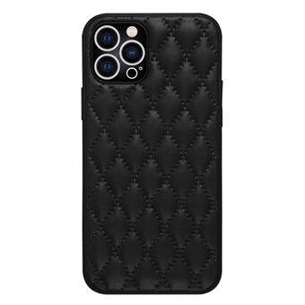 For iPhone 12 Pro 6.1 tommers Rhombus Texture PU Leather+TPU kollisjonssikkert telefondeksel - svart