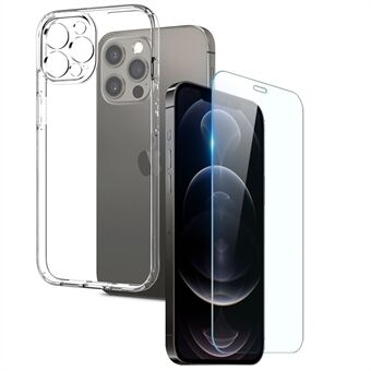 NORTHJO For iPhone 12 Pro 6,1 tommers 2-i-1 støtsikker TPU-telefonveske + Anti- Scratch , ultraklart skjermbeskytter i herdet glass - Gjennomsiktig