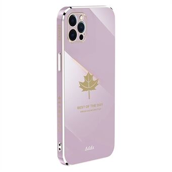 For iPhone 12 Pro 6,1 tommers Straight Edge TPU-telefondeksel Maple Leaf 6D galvaniseringsveske