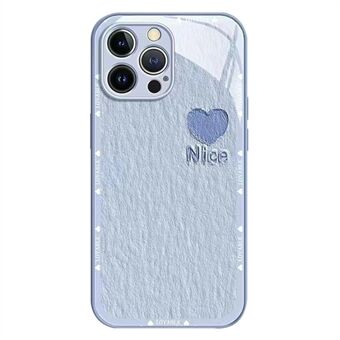 Oljemaling telefonveske for iPhone 12 Pro , herdet glass+TPU telefonskall metallmaling hjertedekor