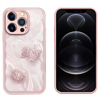 For iPhone 12 Pro 6,1 tommers rosemønster telefondeksel Anti- Scratch herdet glass+TPU-deksel