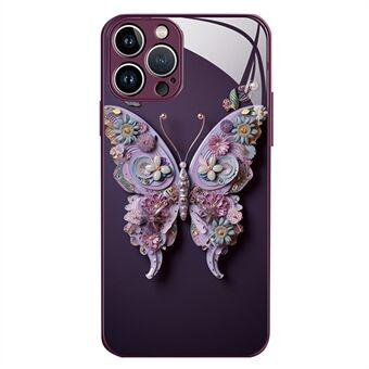 Butterfly Pattern Phone Case for iPhone 12 Pro 6,1 tommers herdet glass+TPU fallsikkert deksel