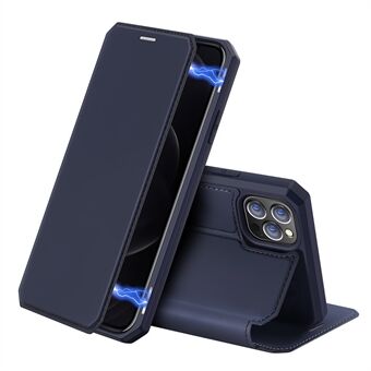 DUX DUCIS Skin X Series Single Card Slot Design Autoabsorbert glanset lær Stand for iPhone 12 Pro Max 6,7 tommer