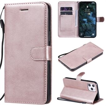 KT Leather Series-2 Ensfarget Lærbeskyttelsesdeksel med Lommebokstativ for iPhone 12 Pro Max 6,7 tommer