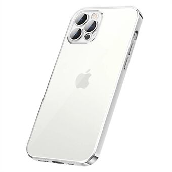 For iPhone 12 Pro Max 6.7 inch Slim Light Precise Cutout Case Electroplating Glossy Clear Soft TPU Phone Cover with Lens Film