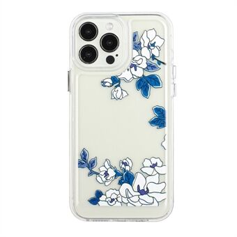 Flower Series for iPhone 12 Pro Max 6.7 inch 2mm Thickened Acrylic+TPU Electroplated Metal Buttons Cover Stylish Flower Pattern Printed Cell Phone Case