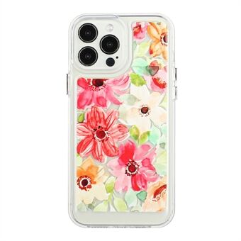 Flower Series for iPhone 12 Pro Max 6.7 inch 2mm Thickened Acrylic+TPU Electroplated Metal Buttons Cover Stylish Flower Pattern Printed Cell Phone Case