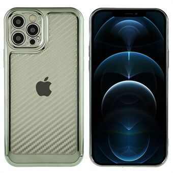 For iPhone 12 Pro Max 6,7 tommer Light Slim TPU galvaniseringsbeskytter Karbonfibertekstur Presist Cutout Telefonveske