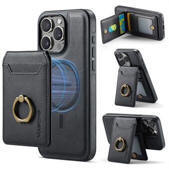 MAGKING K1-serien For iPhone 12 Pro Max Magnetisk Etui PC+TPU+PU Telefondeksel med Kortholder Støttefunksjon