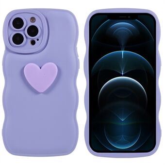 For iPhone 12 Pro Max 6,7 tommer Love Heart Shape Myk TPU Anti-Rape Telefonveske Wavy Edge Fire hjørne Scratch Beskyttelsesdeksel