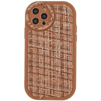 For iPhone 12 Pro Max 6,7 tommer TPU-telefondeksel PU-lær lerretsbelagt støtsikkert deksel Anti Scratch telefonskall