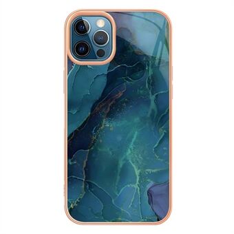 For iPhone 12 Pro Max 6,7 tommer YB IMD Series-16 Style E Marmormønster galvaniseringsrammedeksel Støtsikker beskyttelse 2,0 mm TPU IMD telefondeksel