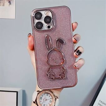 For iPhone 12 Pro Max 6,7 tommer Cute Rabbit Telefonveske Elektroplatering Glitrende Powder TPU-beskyttelsesdeksel med linsefilm