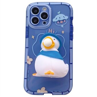 For iPhone 12 Pro Max 6,7 tommer Noctilucent Luminous Phone Case 3D Squishy Duck Decor TPU-deksel