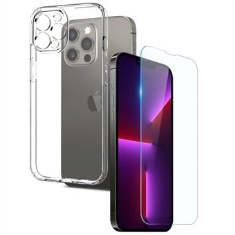 NORTHJO For iPhone 12 Pro Max 6,7 tommer 2-i-1 Anti- Scratch TPU mobiltelefonveske + Ultra Clear Anti-eksplosjon skjermbeskytter i herdet glass - Gjennomsiktig