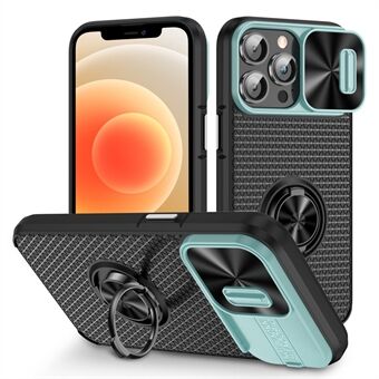 Slide Lens Protection Telefondeksel for iPhone 12 Pro Max Ring Kickstand PC+TPU Mobiltelefondeksel