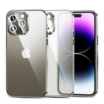 For iPhone 12 Pro Max TPU+PC-telefonveske Gjennomsiktig gjennomsiktig bakdeksel med kameralinsebeskytter