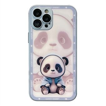 Beskyttende telefondeksel for iPhone 12 Pro Max, herdet glass+TPU Shadow Panda-mønsterdeksel med linsefilm