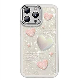 For iPhone 12 Pro Max 3D Hjerteform TPU-ramme Herdet glass Bakside Telefonveske Linsebeskytter Telefondeksel