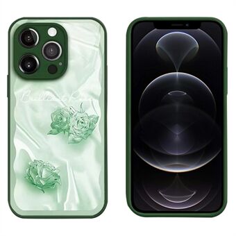 For iPhone 12 Pro Max 6,7 tommer herdet glass+TPU-deksel Rosemønster Anti- Scratch telefondeksel