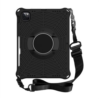 Spider Web Texture Kickstand EVA Case with Shoulder Strap for iPad Air (2020)/iPad Pro 11-inch (2021)(2020)(2018) - Black