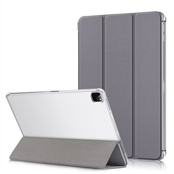 Tri-fold Stand Auto Wake / Sleep Leather Cover Transparent PC Back Shell for iPad Pro 12,9-tommers (2021) / (2020) / (2018)