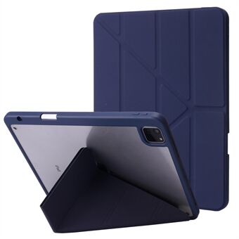 For iPad Pro 12.9-inch (2021)/(2020)/(2018) Tablet Case Auto Wake/Sleep Origami Stand PU Leather + Acrylic Cover