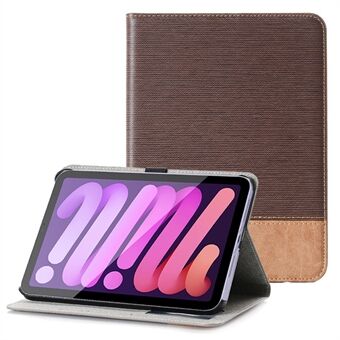 Full beskyttelse Krysstekstur Skjøtefarge PU-skinn Smart Wallet Tablet Stand -veske for iPad mini (2021)