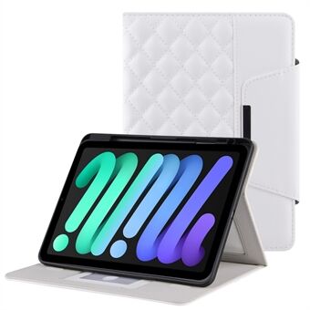 Grids Brodery Auto Wake / Sleep PU- Stand Lommebok nettbrettdeksel med pennespor for iPad mini (2021)