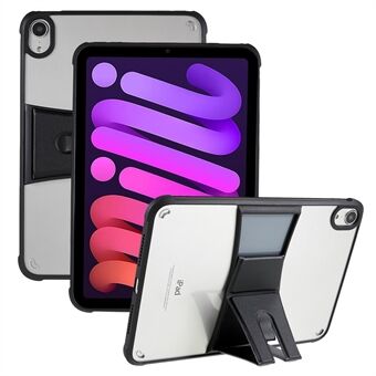 Gjennomsiktig TPU + akryl nettbrettetui for iPad mini (2021) Skinnstativ Anti-slipp nettbrettdeksel