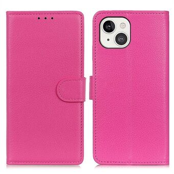 Litchi Texture PU- Stand lommebok Mobiltelefonveske Shell for iPhone 13 6,1 tommer