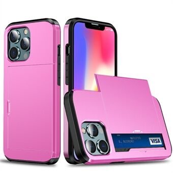 Full beskyttende skyvekortholder PC + TPU Hybrid Back Phone Case for iPhone 13 6,1 tommer