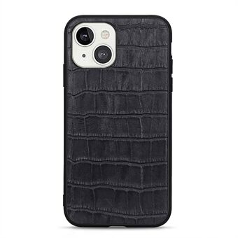 Krokodilleskinn Anti- Scratch ekte skinnbelagt PC + TPU Combo telefonbakdeksel for iPhone 13 6,1 tommer