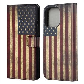 Helkroppsbeskyttende mønsterutskrift PU-skinnlommebok Magnetisk lukker Støtsikkert Stand Funksjon Flip Folio Cover Deksel for iPhone 13 - The American Flag