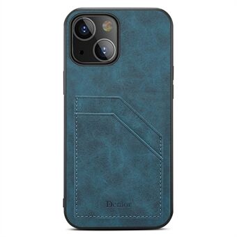 Dobbeltkortspor Impact Anti-skli Støtsikker PU-belagt TPU + PC-beskyttelsesdeksel for iPhone 13 6,1 tommer