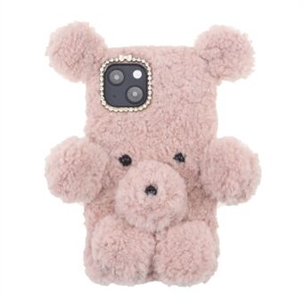 3D Furry Bear Plush Doll Anti-fall TPU telefonveske Shell for iPhone 13 6,1 tommer