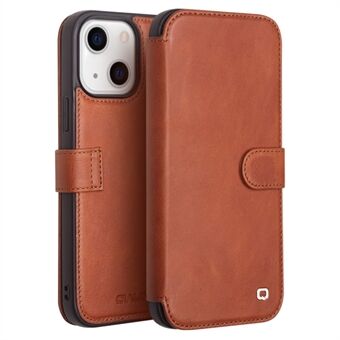 QIALINO Business Style telefondeksel i ekte okseskinn med lommebokdesign for iPhone 13 6,1 tommer