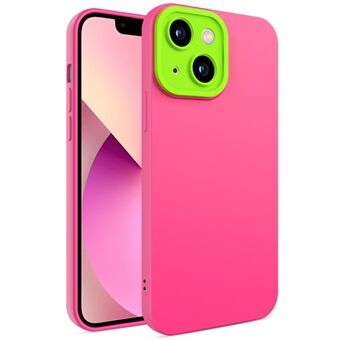 Eagle Eye Lens Series Kameralinsebeskyttelse Gummibelagt TPU + PC Hybrid-telefondeksel for iPhone 13 - Rose + Lime