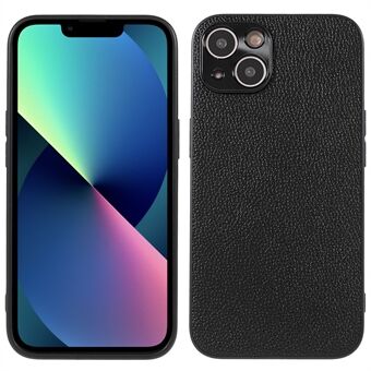 TPU + PC-bunndeksel ekte skinnbelegg Litchi Texture Phone Shell Protector for iPhone 13 6,1 tommer